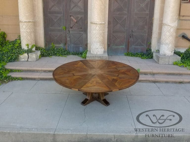8 Leaf Expanding Round Table Side View - Coca Bean
