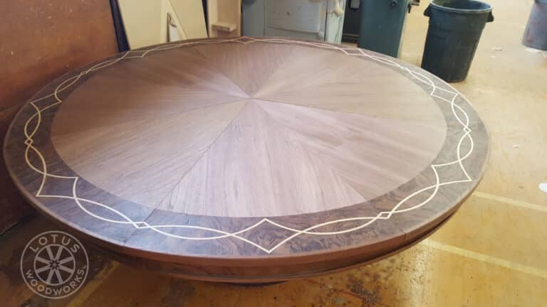8 Leaf Expanding Round Table Work in Progress Top View - Coastal