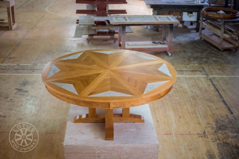 8 Leaf Expanding Round Table w/ Marble Side. View - Angelo