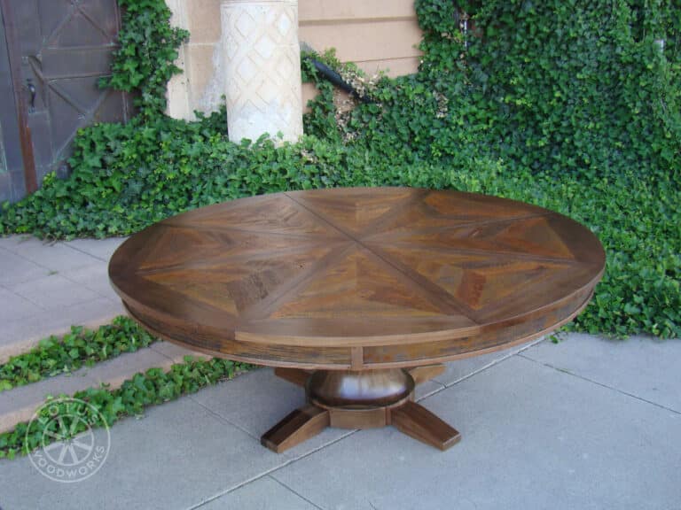 8 Leaf Expanding Round Table Side View - Bray