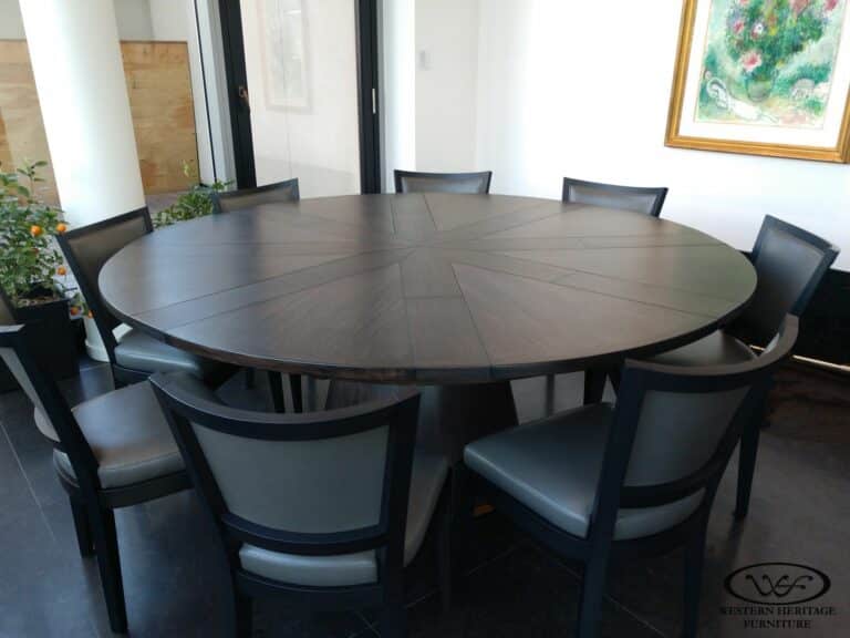 8 Leaf Expanding Round Table Expanded, Client Photo - The Hazen Table