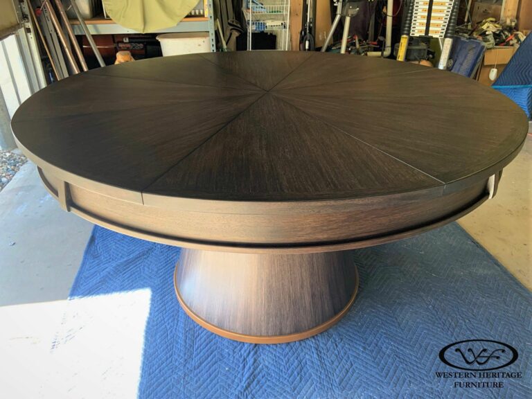 8 Leaf Expanding Round Table Side View - The Hazen Table