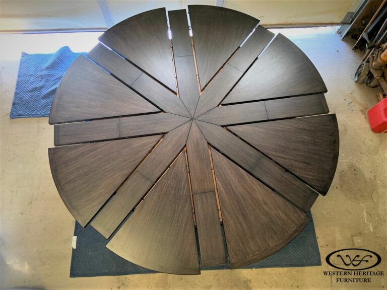 8 Leaf Expanding Round Table Expanded, Top View - The Hazen Table
