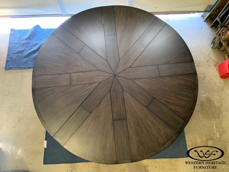 8 Leaf Expanding Round Table Expanded, Top View - The Hazen Table