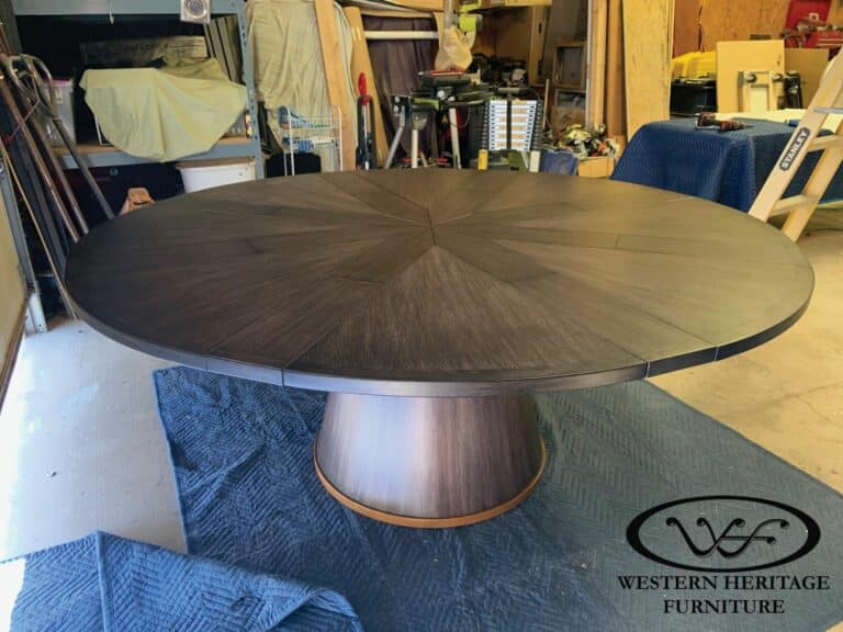 8 Leaf Expanding Round Table Expanded, Side View - The Hazen Table