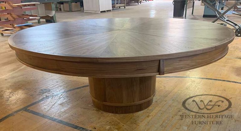 8 Leaf Expanding Round Table Side View - Plum Sheep