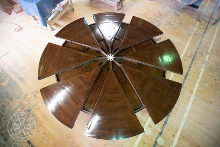 8 Leaf Expanding Round Table Extended Top View - Coca Bean