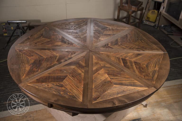 8 Leaf Expanding Round Table Top View - Foster