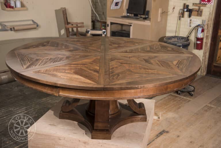 8 Leaf Expanding Round Table Side View - Foster