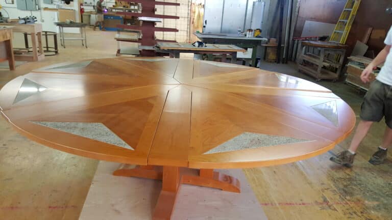 8 Leaf Expanding Round Table w/ Marble Side. View - Angelo