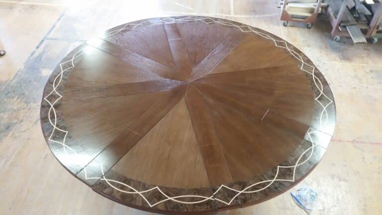 8 Leaf Expanding Round Table Extended Top View - Coastal