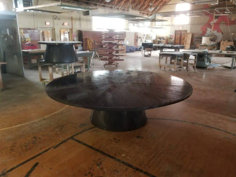 8 Leaf Expanding Round Table Expanded, Side View - Melco