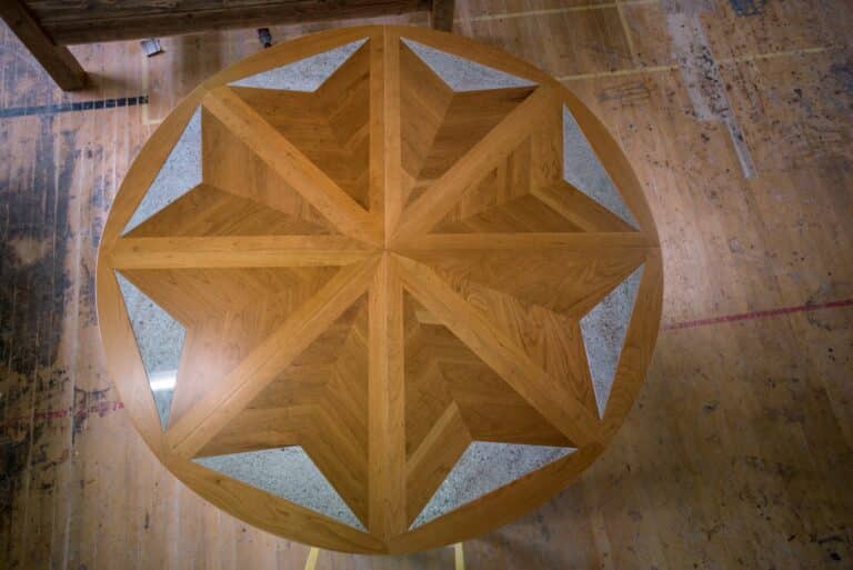 8 Leaf Expanding Round Table w/ Marble Top View - Angelo
