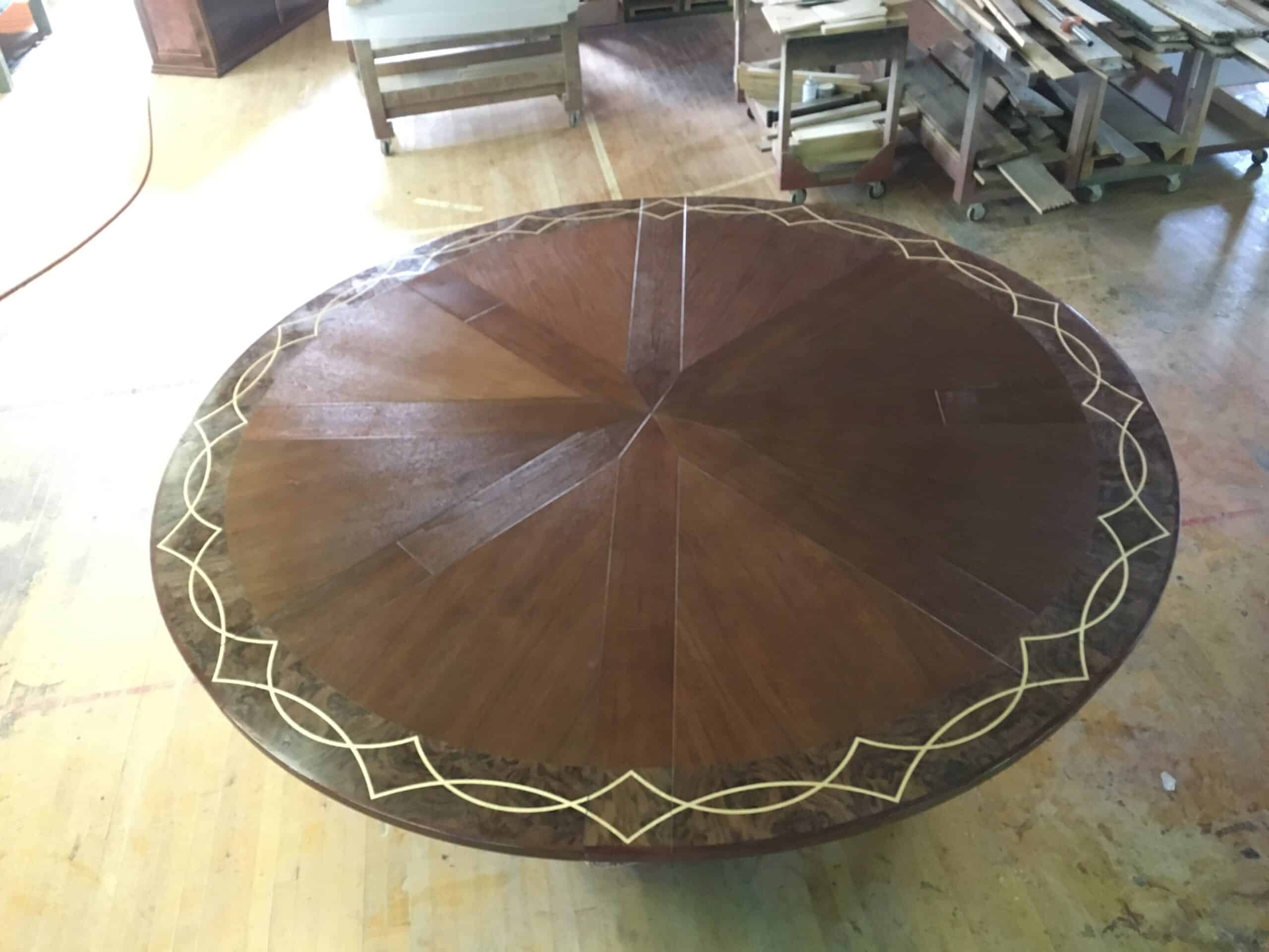 8 Leaf Expanding Round Table Expanded Top View - Coastal
