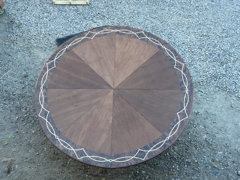 8 Leaf Expanding Round Table Work in Progress Top View - Coastal